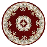 Royal Red Round & Half Moon Traditional Hand Tufted Wool Rugs - Pendle Village Furniture